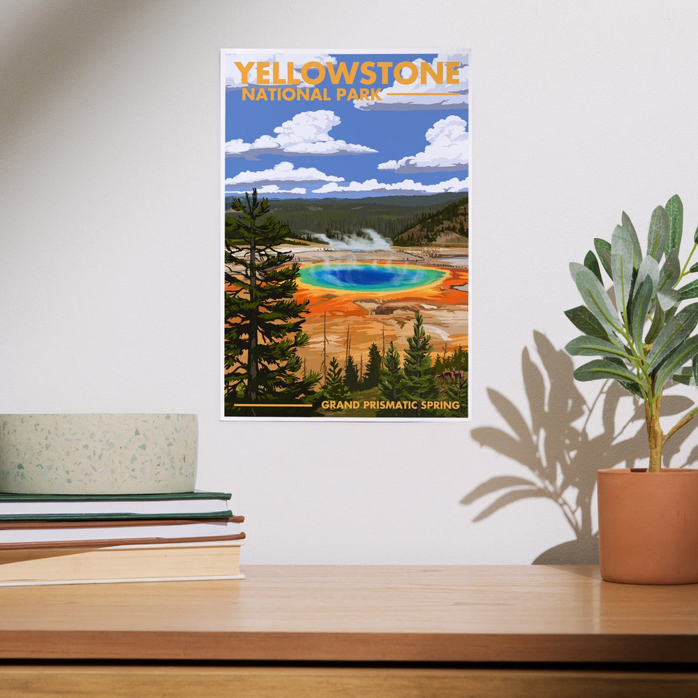 Yellowstone National Park Grand Prismatic Spring Vintage Style Travel  Poster, WPA Vintage Travel Poster, Wall Decor Office Poster - Printiment