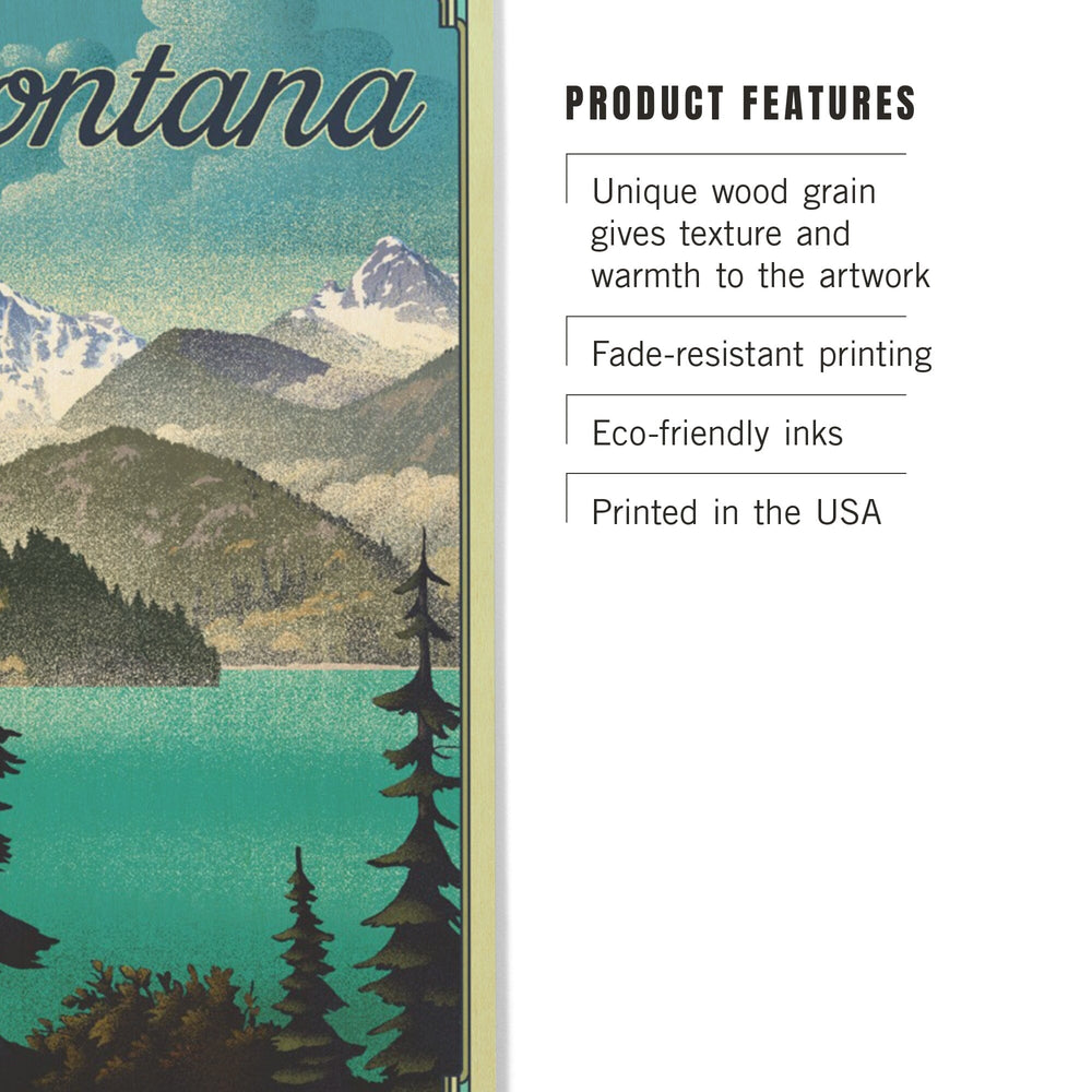 Whitefish, Montana, Moose & Mountain, Litho, Lantern Press Artwork, Wo