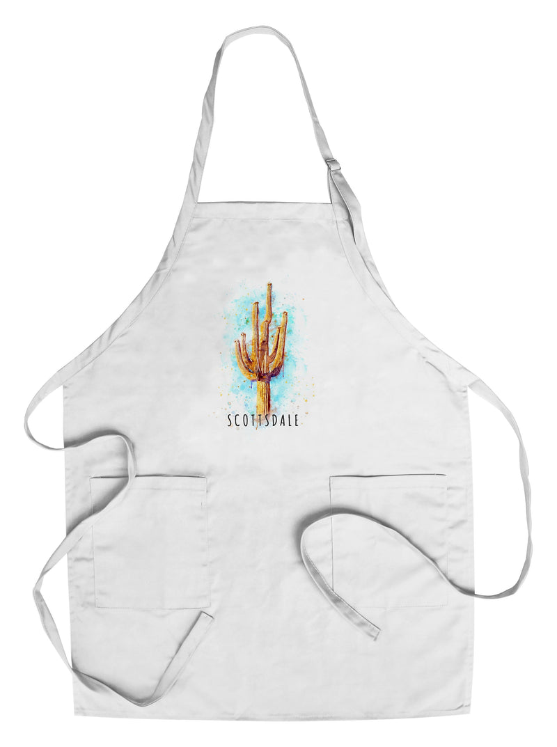 Scottsdale, Arizona, Saguaro Cactus, Watercolor, Contour, Lantern Press Artwork, Towels and Aprons Kitchen Lantern Press Chef& Lantern Press