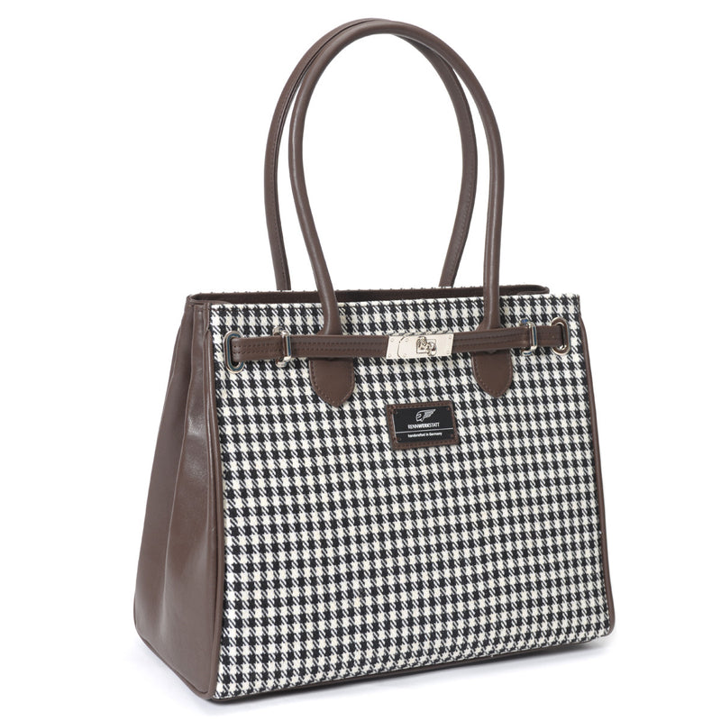 OceanDrive / Ladies Handbag - Pepita (vintage) with Brown Leather ...
