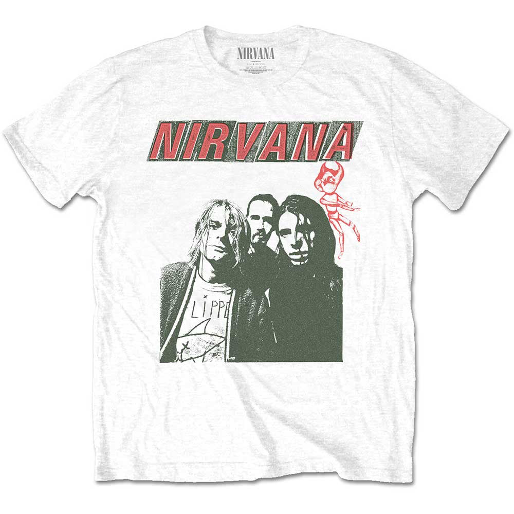 Nirvana - Kurt Cobain - Flipper - White t-shirt – burning airlines