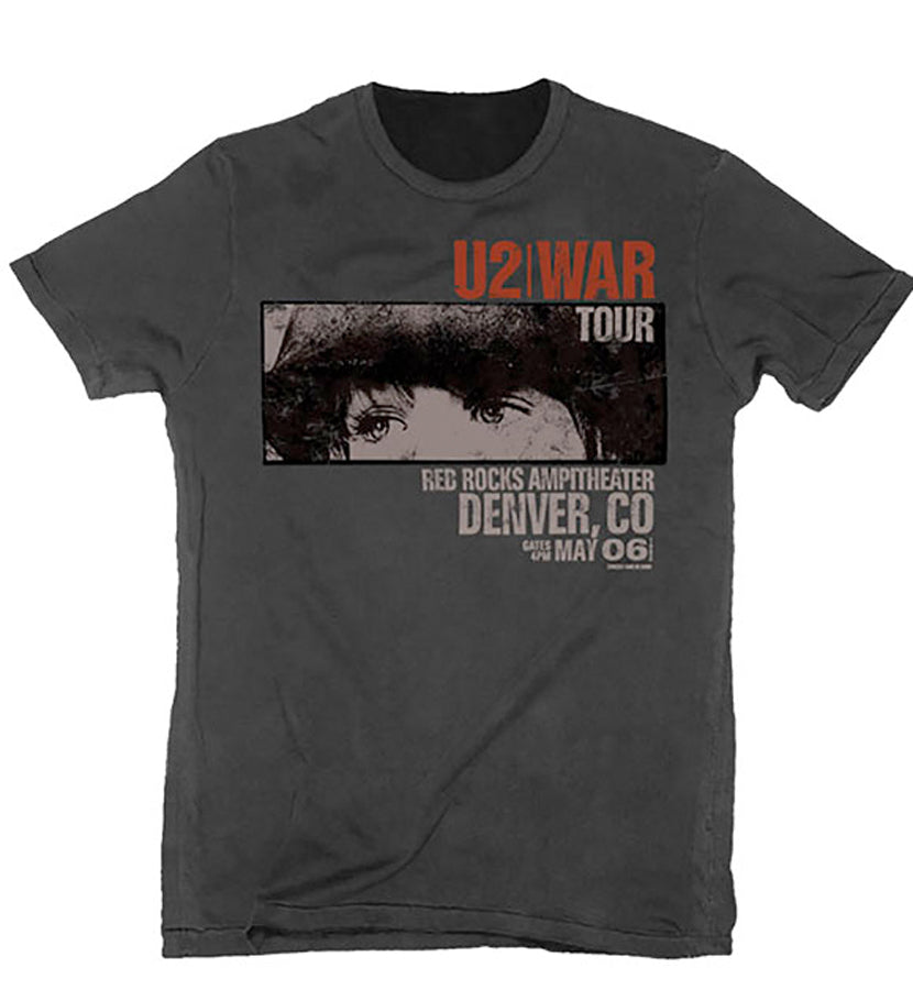 U2 - Red Rocks-War Tour - Vintage Black T-shirt