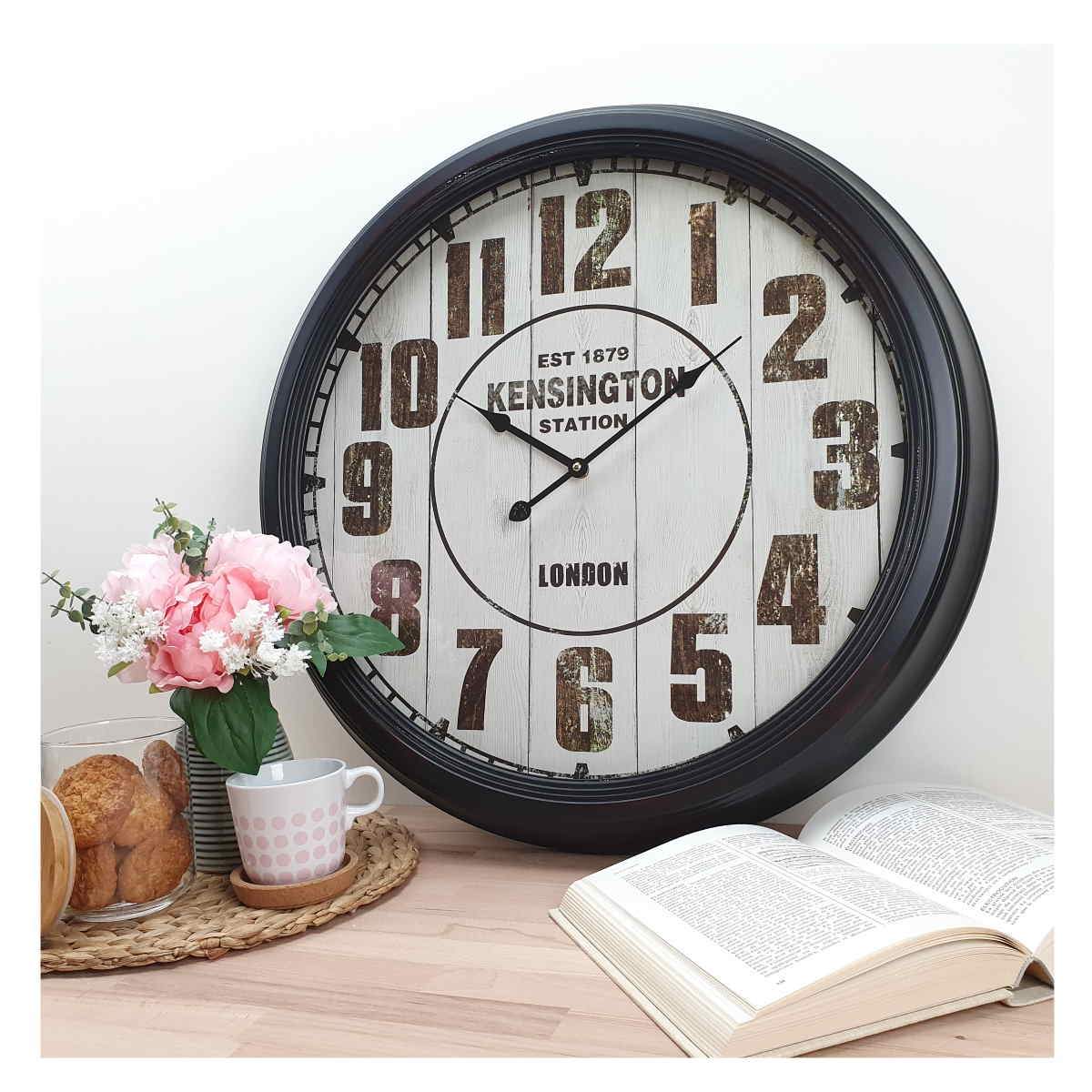 New Kensington Station Extra Large Vintage Metal Wall Clock