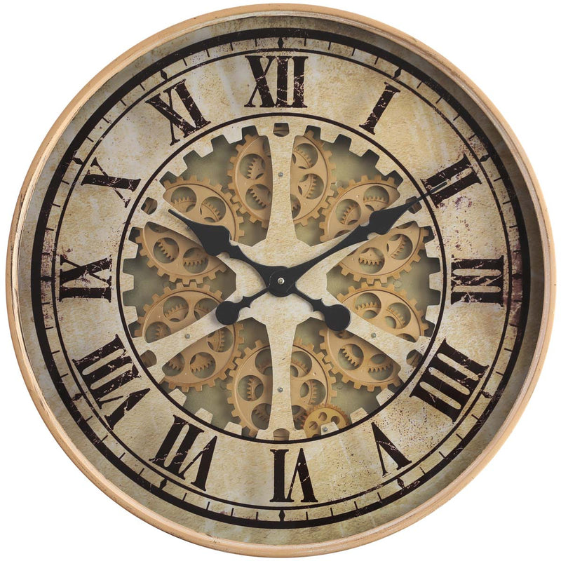 Chilli Decor Ragnar Industrial Gold Wash Metal Moving Gears Wall Clock 60cm TQ-Y616 5