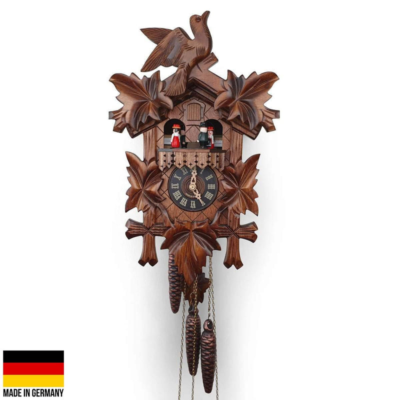 Hones Germany Bird Leaves Dancers Musical 1 Day Cuckoo Clock - Oh Clocks