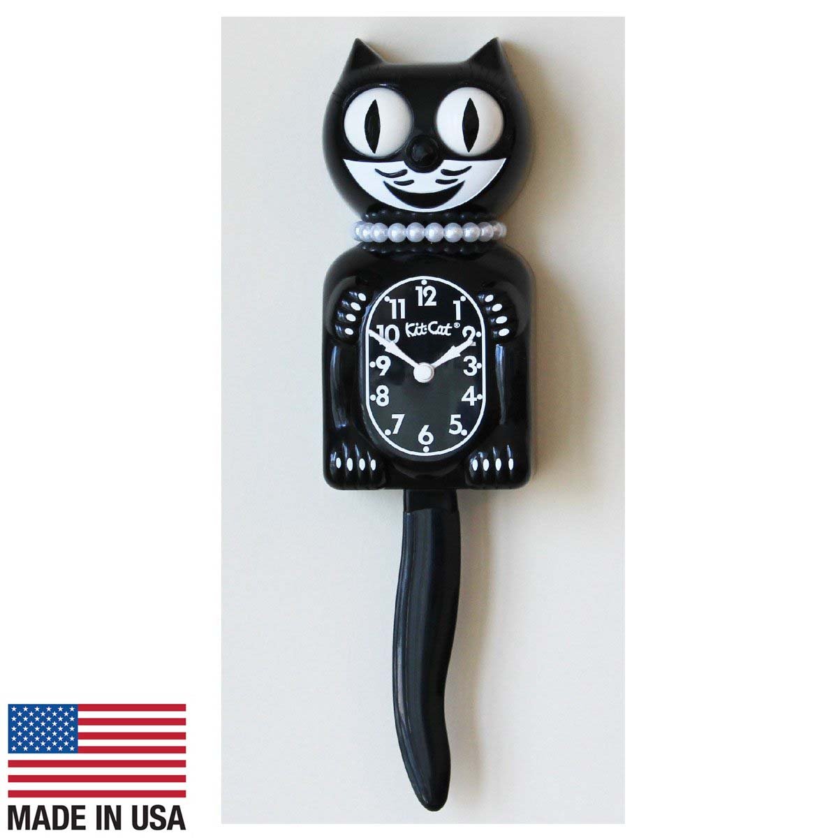 Buy Kit Cat Klocks Classic Black Lady Wall Clock 40cm Online Oh Clocks