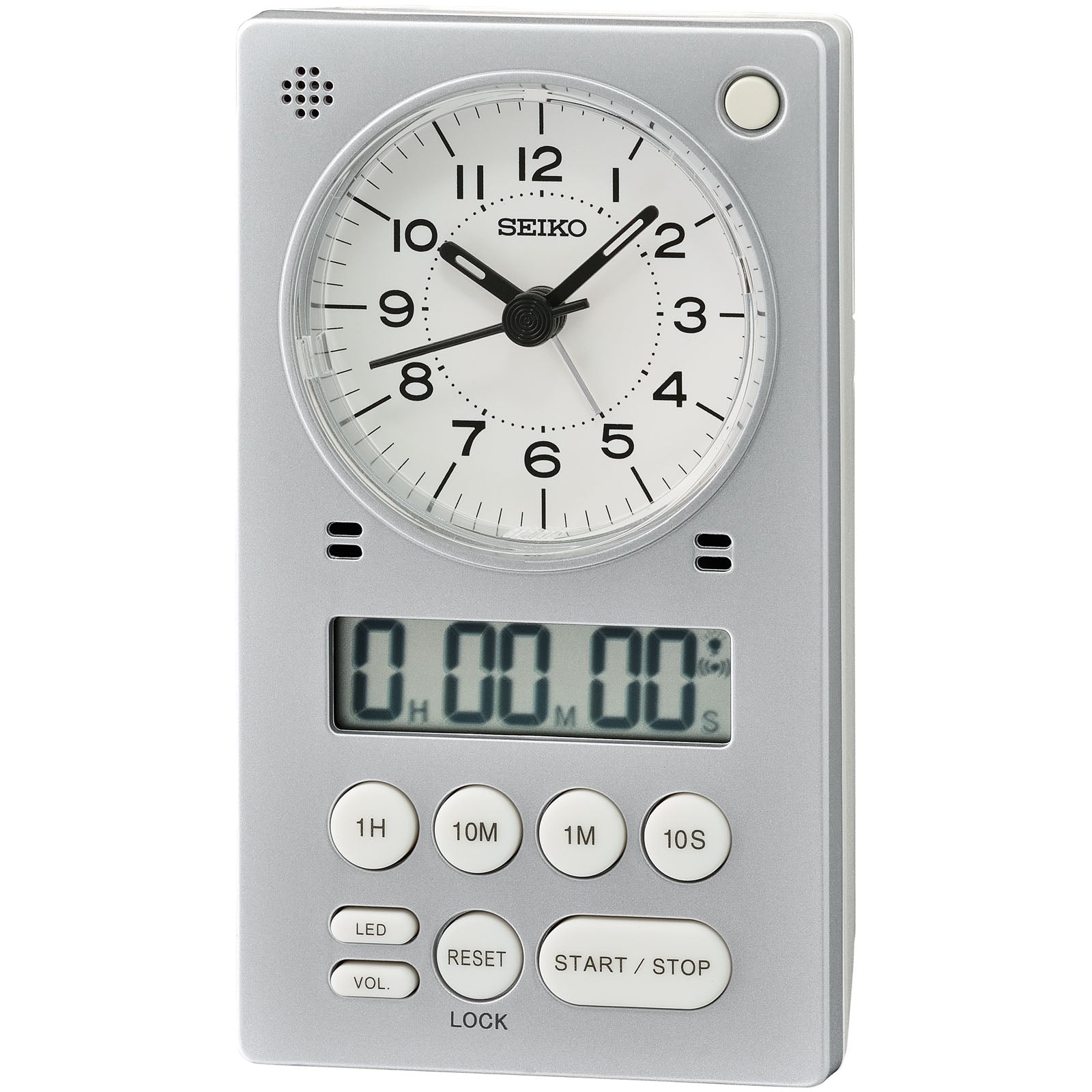 Buy Seiko Baron Analog & Digital Stopwatch Desk Clock Silver 12cm – Oh  Clocks