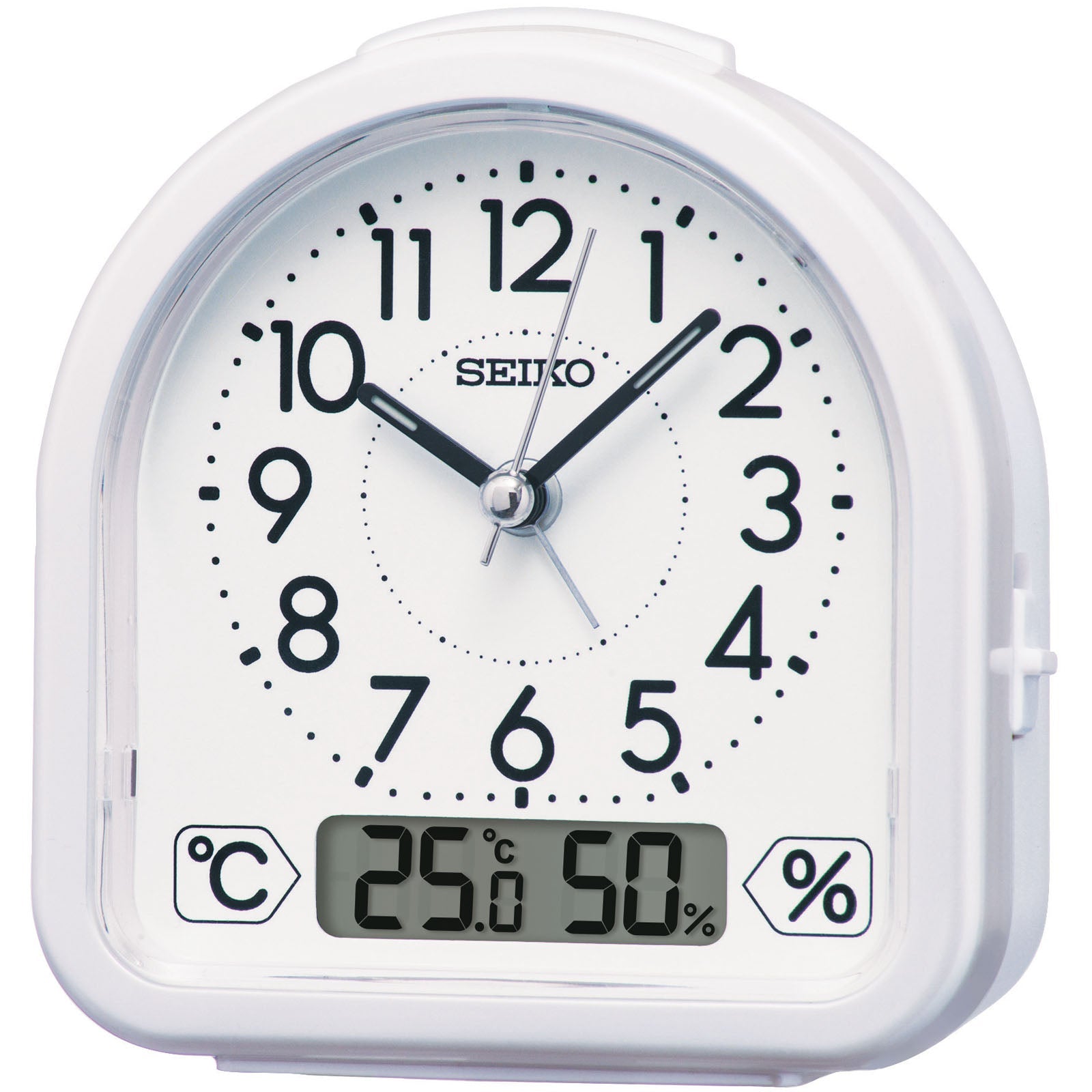 Buy Seiko Evie Analog & Digital Temp Hygro Alarm Clock White 12cm – Oh  Clocks