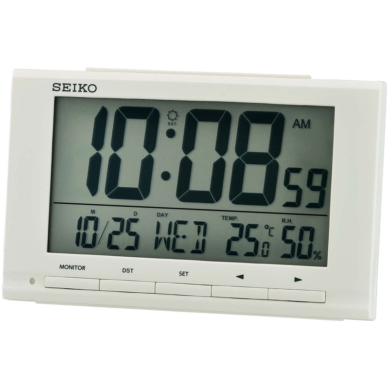 Buy Seiko Kelvin Digital Alarm Clock White 15cm Online – Oh Clocks
