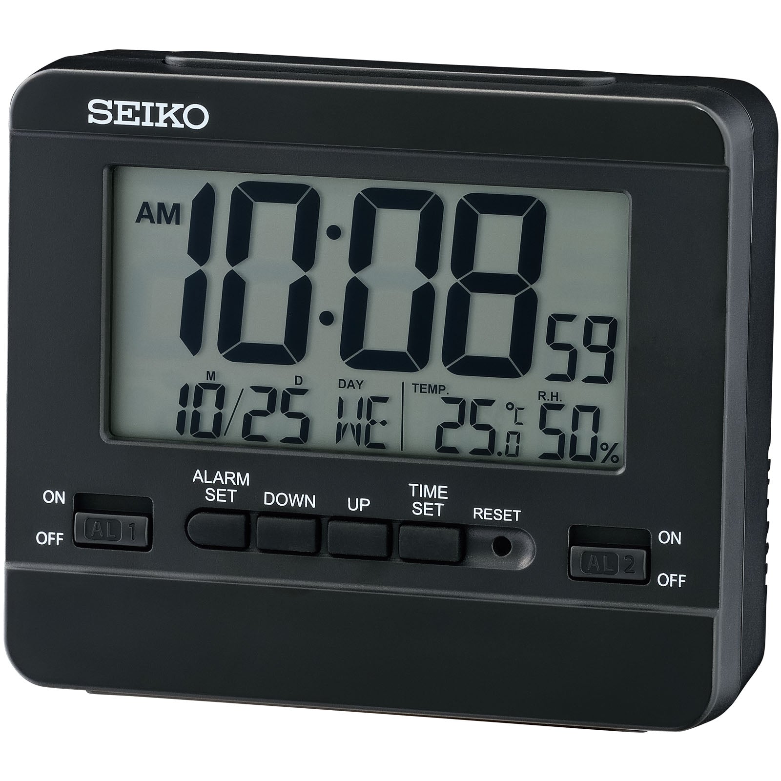 Buy Seiko Liam Multifunction Digital Alarm Clock Black 11cm – Oh Clocks