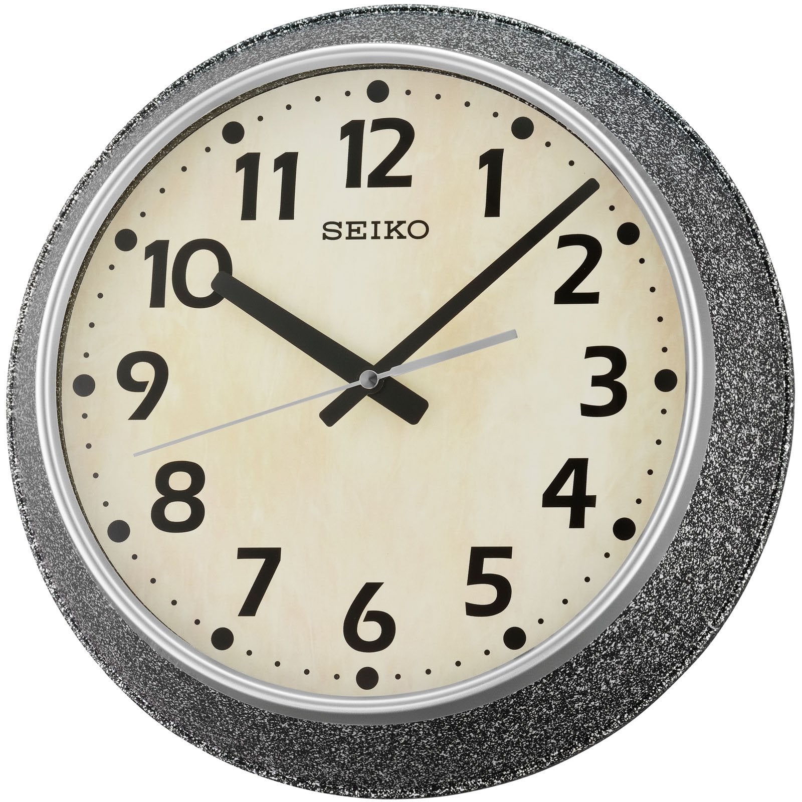 Buy Seiko Mitchell Shiny Stone Pattern Wall Clock Silver 34cm – Oh Clocks