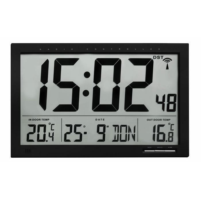 Tfa Temperature Day Date Digital Alarm Wall Or Table Clock 37cm