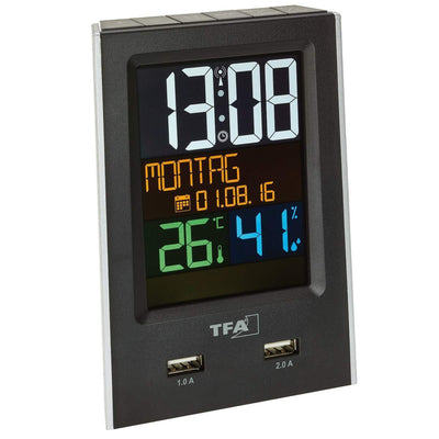 TFA Germany Charge It Radio Controlled Alarm Clock 13.3cm 60.2537.01 1