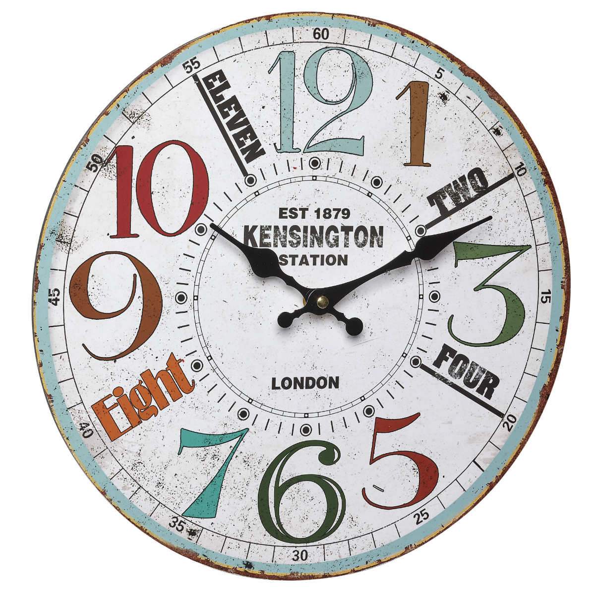 Buy Tfa Kensington Station Vintage Wood Wall Clock 34cm Online Oh Clocks