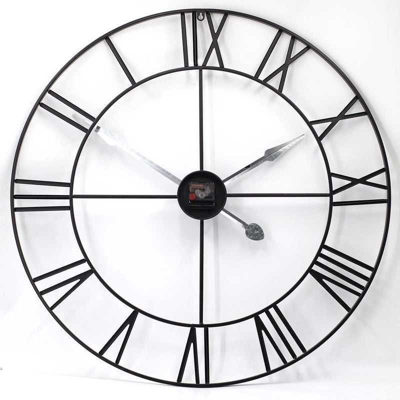 Toki Karl Extra Large Metal Roman Skeleton Wall Clock Black – Oh Clocks