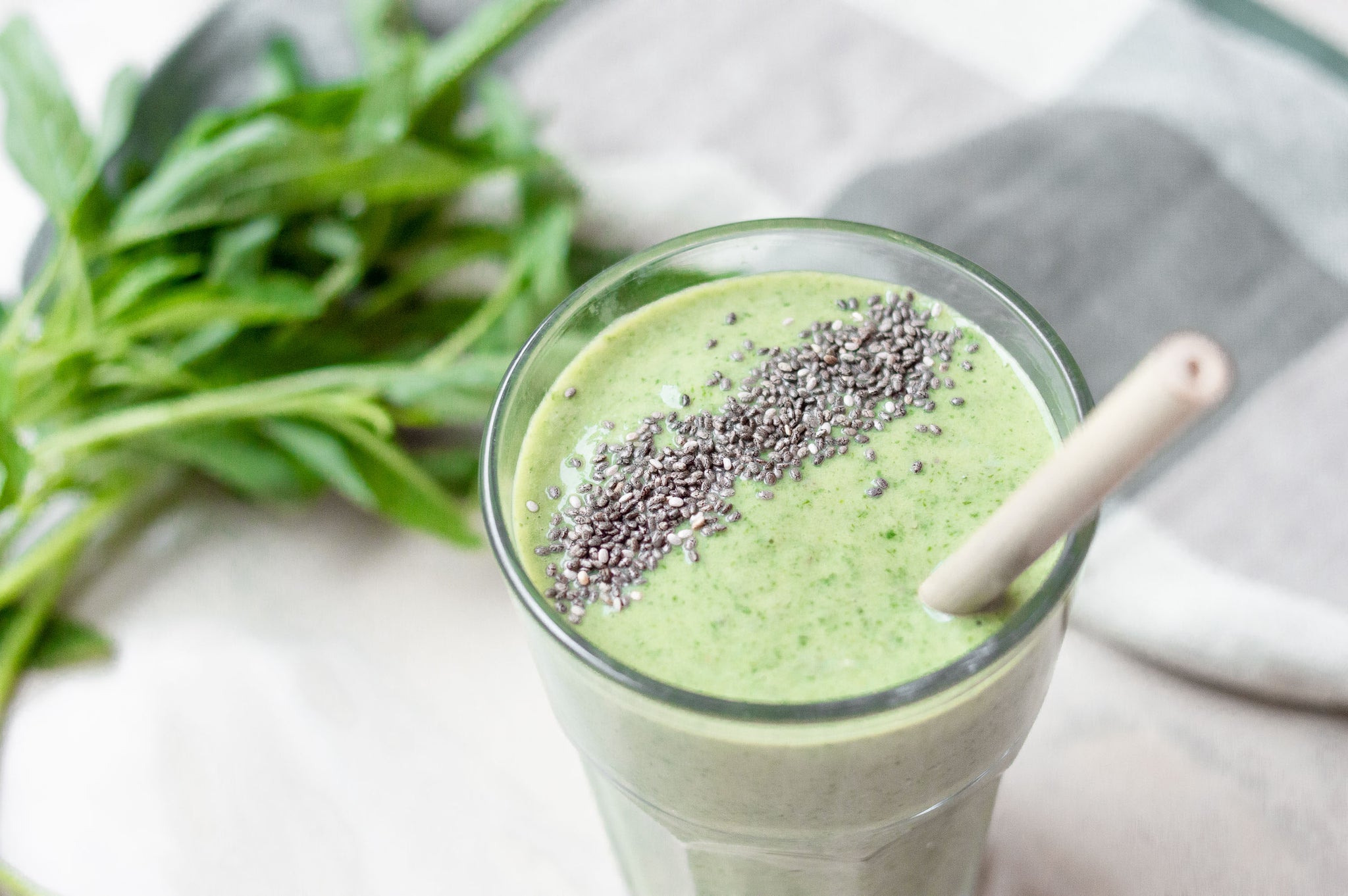 healthy nutritious gluten free green protein smoothie with spinach and bananas recipe