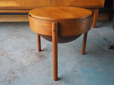 Mid Century Danish Teak Sewing Box Side Table Storage Erfmann