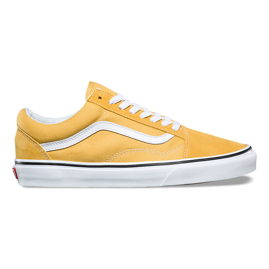 yellow and white low top vans