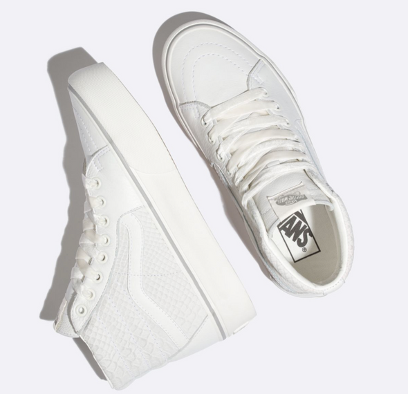 white leather snakeskin vans