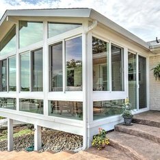 patio enclosure gutter, shows miter and front high edge of gutter