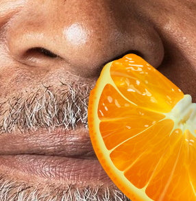 Orange Slice Up His Nose