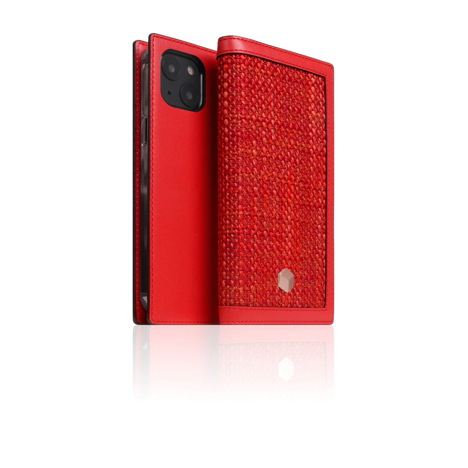 D5 Edition Calf Skin Leather Diary Case for iPhone 14 (Red)