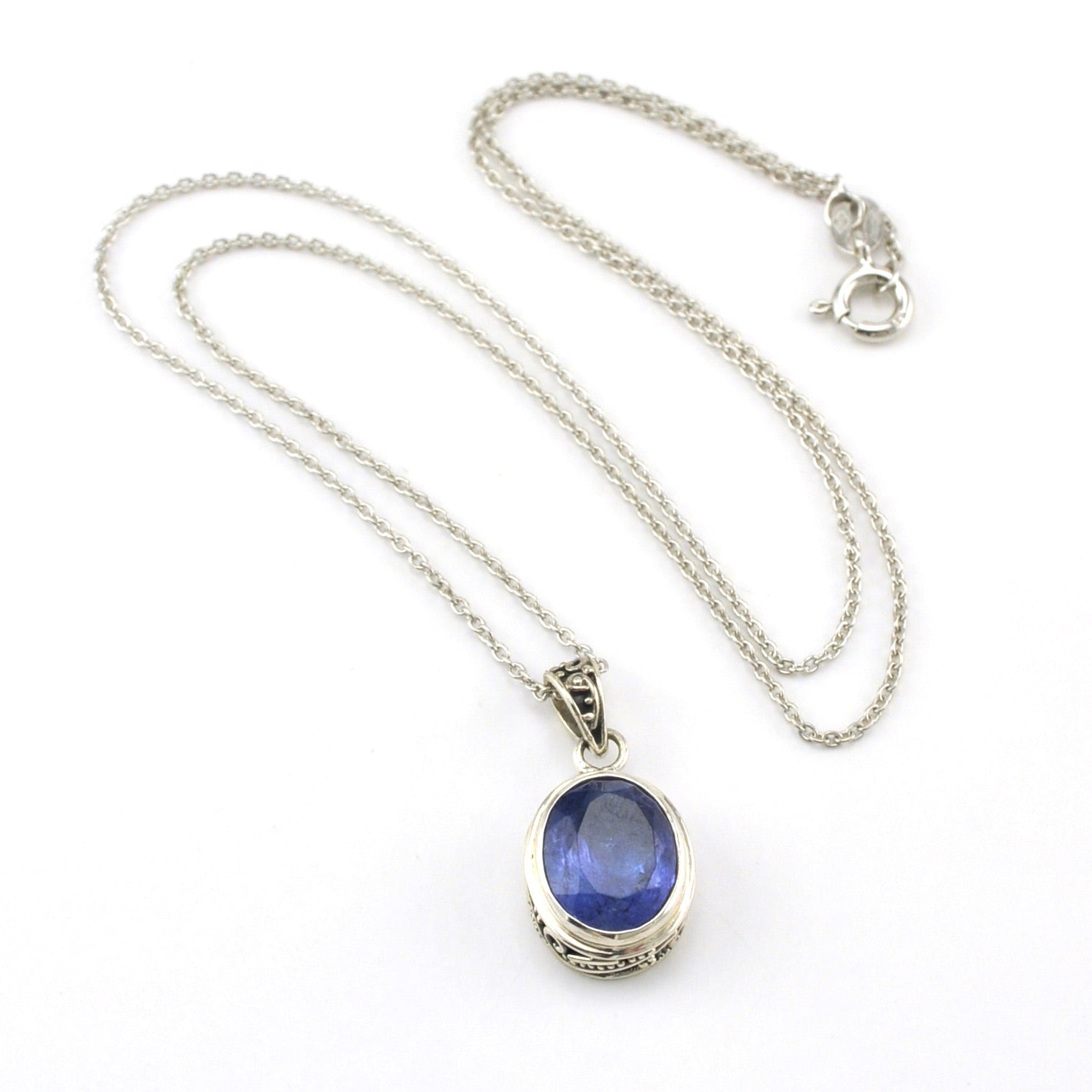 Sterling Silver Tanzanite 1.2ct Diamond .03ct Necklace