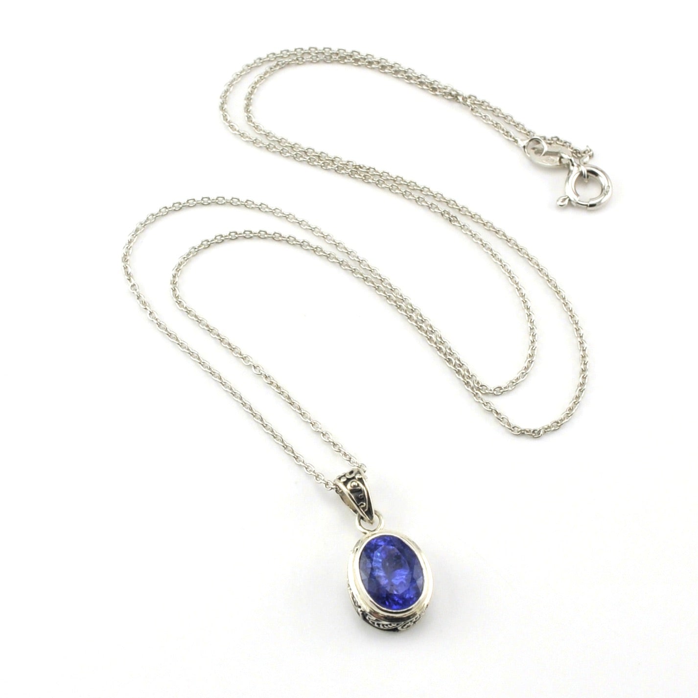 Sterling Silver Tanzanite 1.2ct Diamond .03ct Necklace