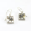 Sterling Silver Mother of Pearl Dragonfly Square Earrings