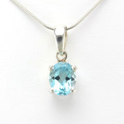 Sterling Silver Blue Topaz 8x10mm Oval Prong Set Pendant