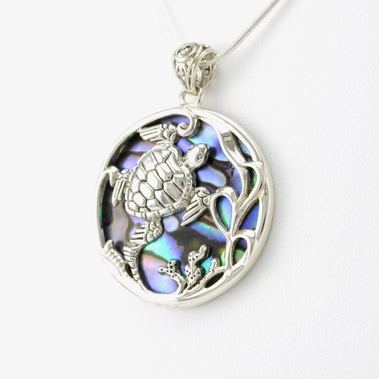 Silver Abalone Sea Turtle Pendant
