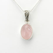 Sterling Silver Morganite 10x14mm Oval Necklace