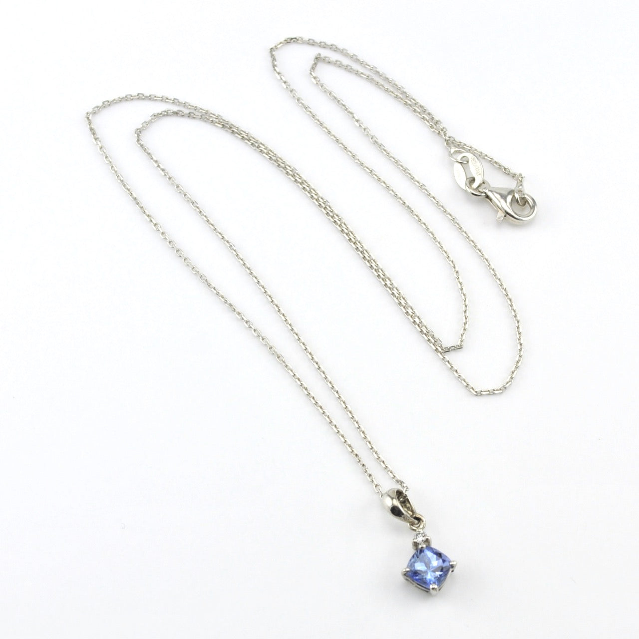 Sterling Silver Tanzanite 1.2ct Diamond .03ct Necklace