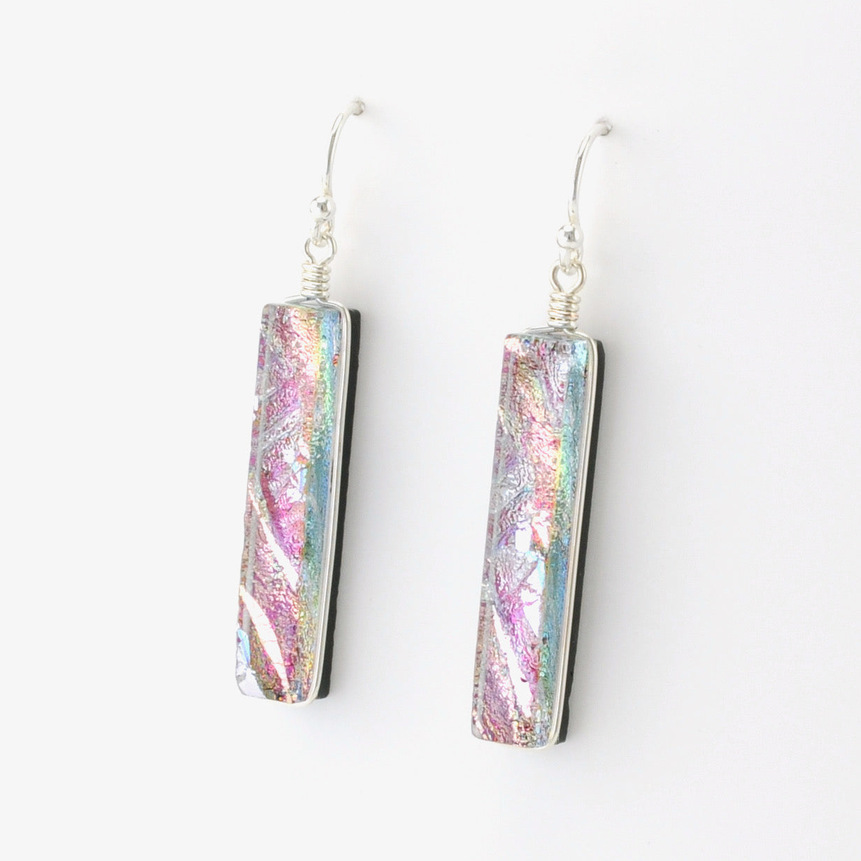  Cascades Earrings Nickel Free Dichroic Glass Dangles RD01 -  Rainbow Blue : Clothing, Shoes & Jewelry