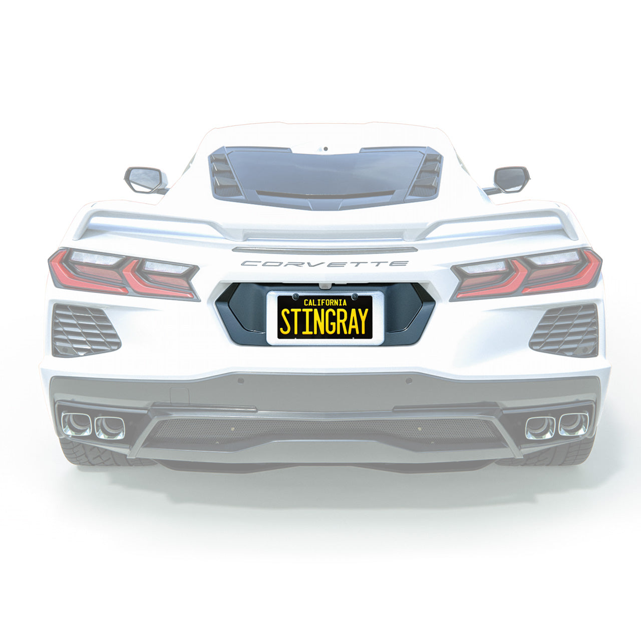 C8 Stingray License Plate Filler white on black