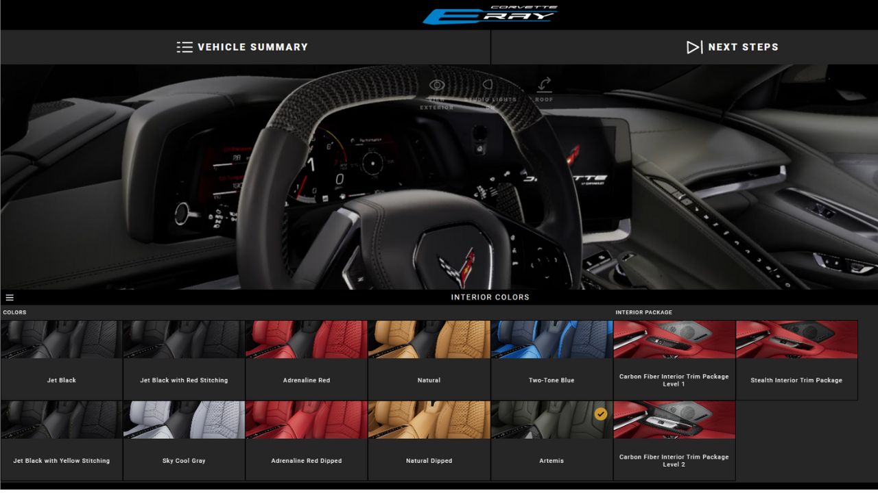 Interfaz del visualizador del Chevrolet Corvette