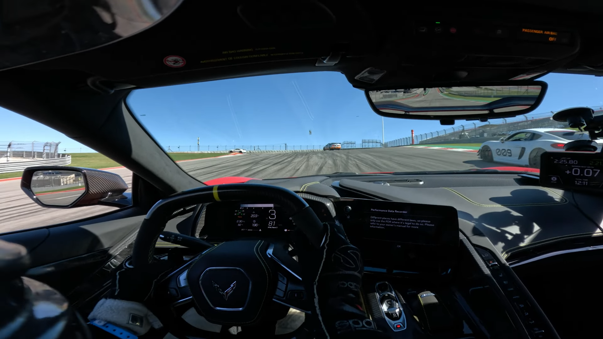 Cockpit view of C8 Corvette Z06 at the track