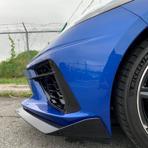 ACS Composite C8 5VM Front Splitter on an Elkhart Blue Corvette