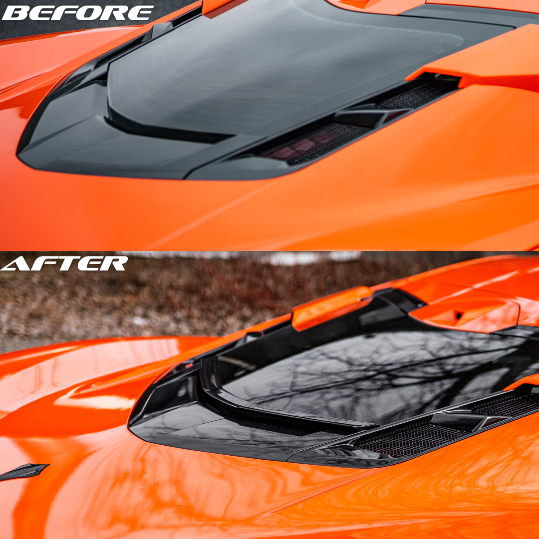 Before and after of the ACS C8 Coupe Rear Window Spoiler