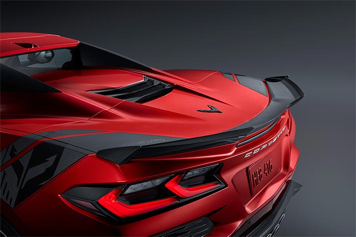Alerón trasero de fibra de carbono visible para Corvette C8