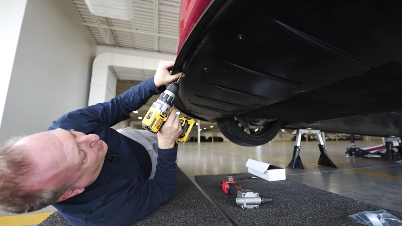 Drilling holes for rivets on Tesla splitter