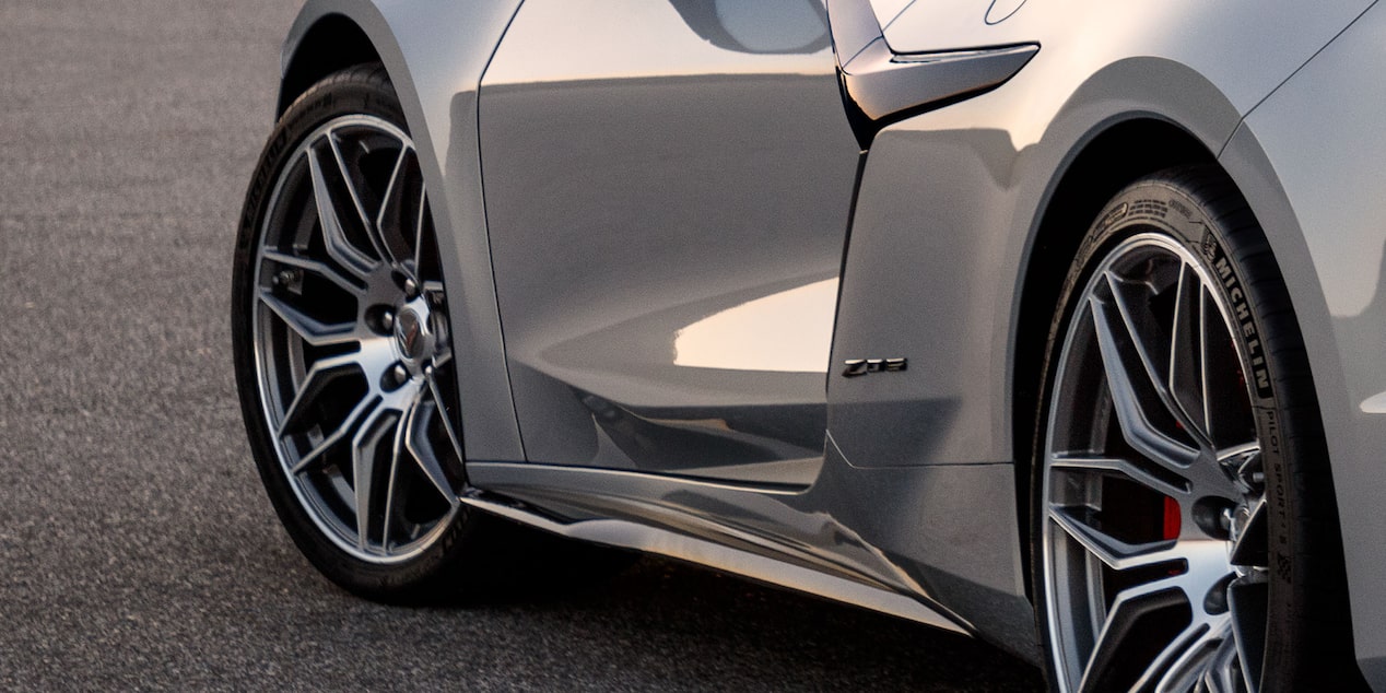 side shot of the c8 z06 in silver