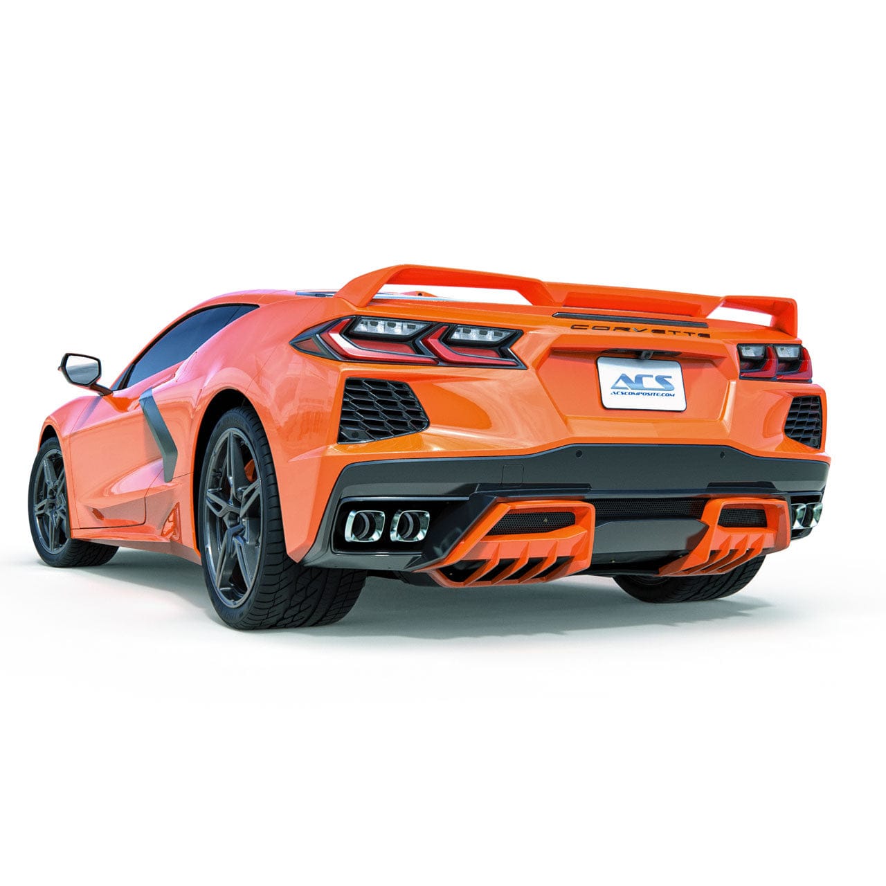 Render of the ACS C8 Stingray Diffuser in Sebring Orange