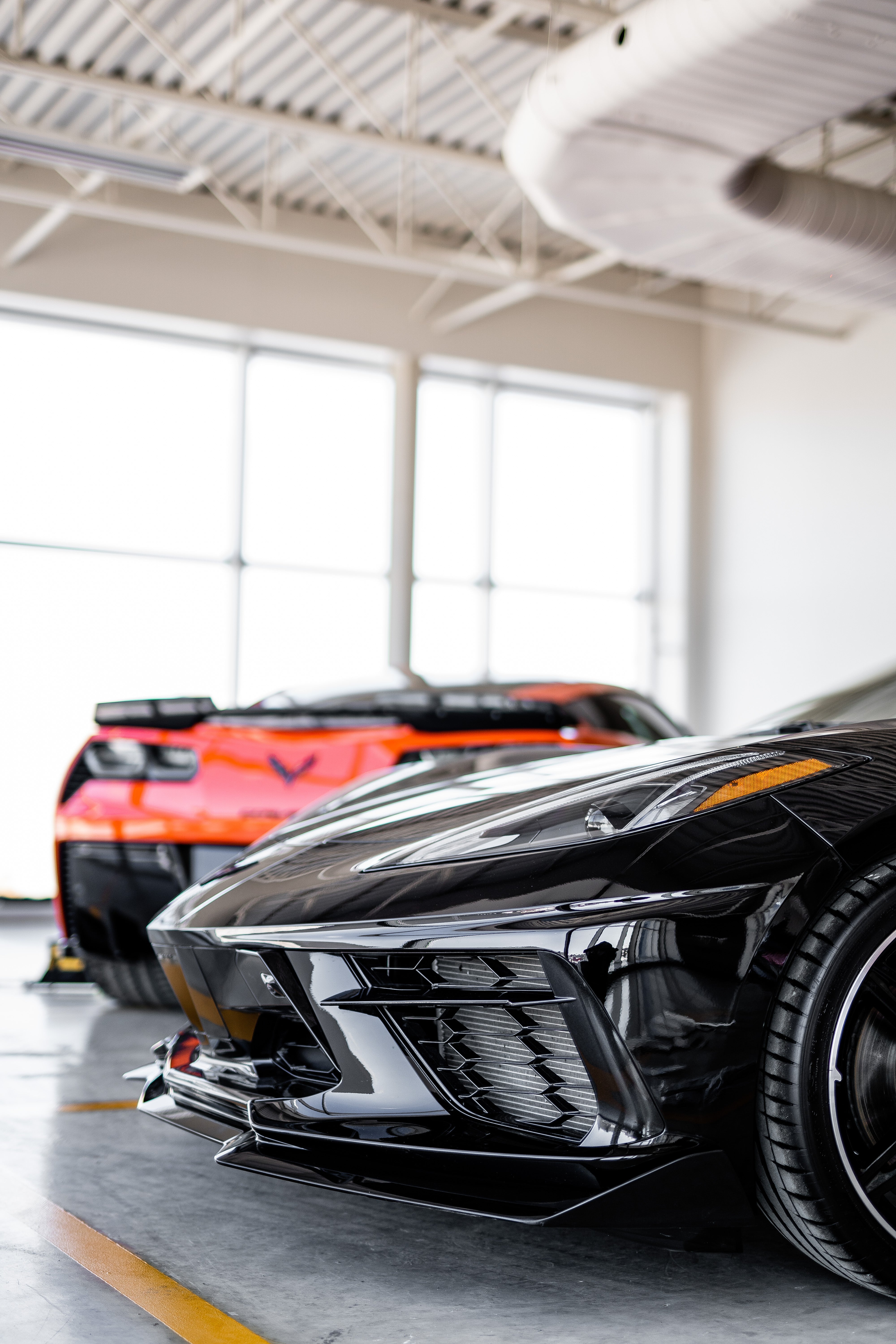 ACS 5VM Front Splitter on a C8 Corvette Stingray in black