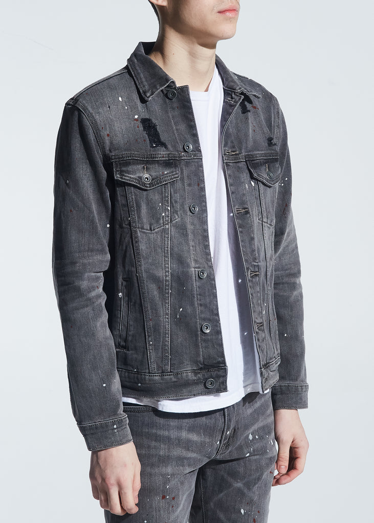 Bering Denim Jacket (Grey Paint Splatter) | Crysp Denim