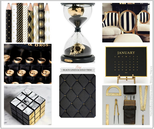 Black, White + Gold Office Decor