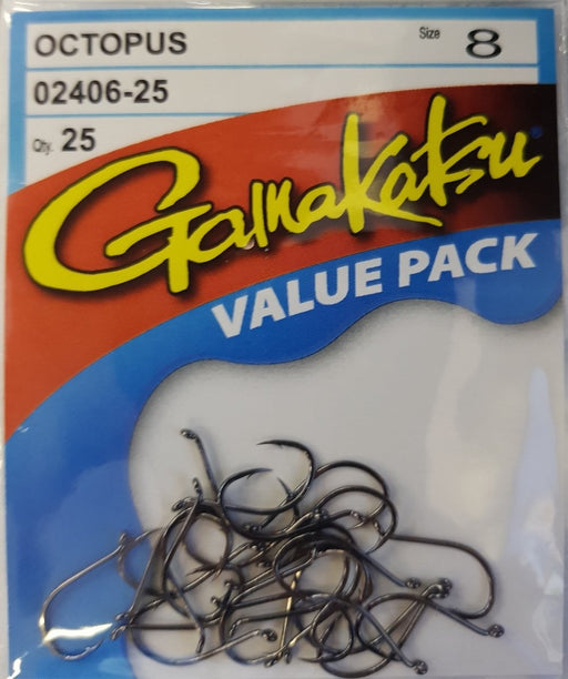 GAMAKATSU Octopus Hook Value Pack (25 Piece) (Black) - Bait Tackle