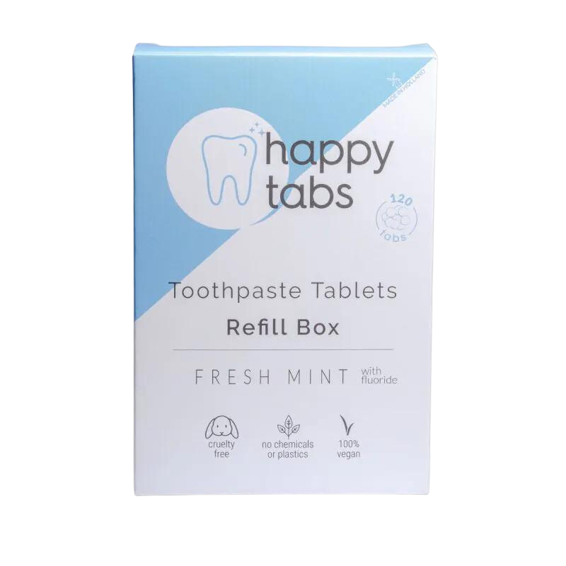 Image of Tandpasta Tabletten - Happy Tabs Fresh Mint (Met Fluoride) - Navulling