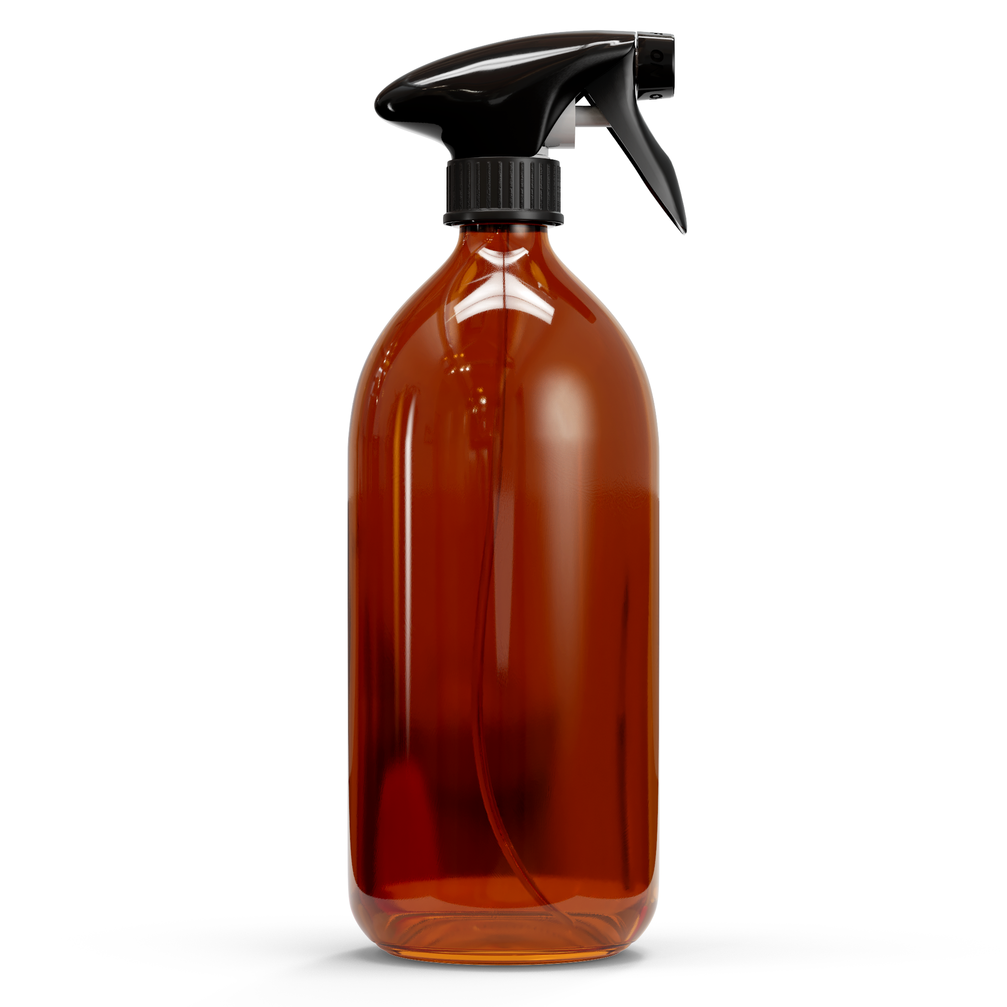 Glazen fles - Bruin (incl. varierende doppen) 1000 ml / Spray Dop met Trigger