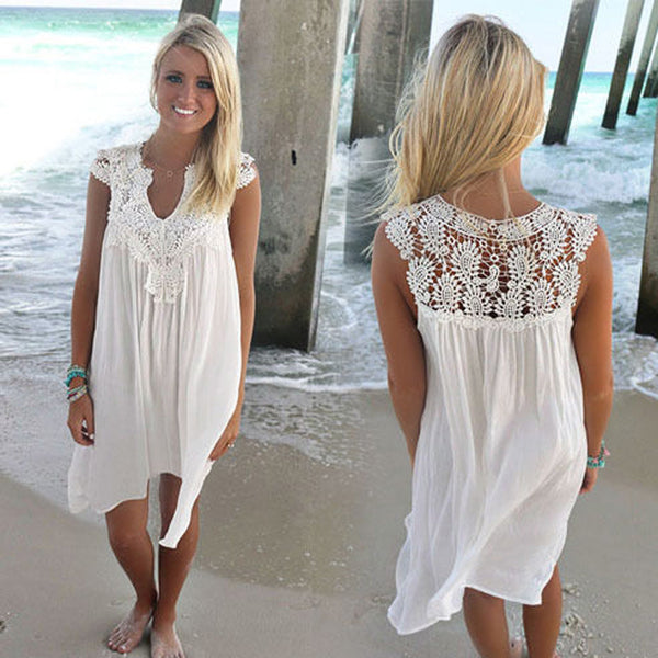 White Loose Beach Mini Dress - Simply Adore